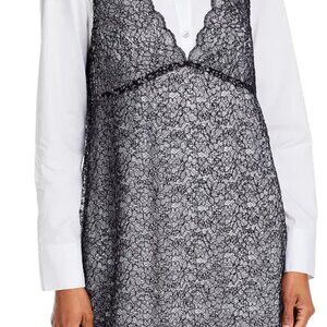 Cinq à Sept Women's White Overlay Collared Catilina Lace Shirt Dress Size XS